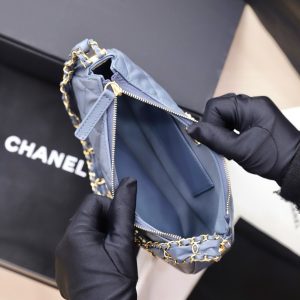 Túi Xách Chanel Hobo Nữ Màu Xanh Blue Khoá Vàng 23x13x5cm (2)