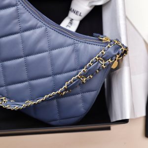Túi Xách Chanel Hobo Nữ Màu Xanh Blue Khoá Vàng 23x13x5cm (2)