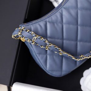 Túi Xách Chanel Hobo Nữ Màu Xanh Blue Khoá Vàng 23x13x5cm (2)