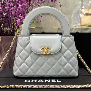 Túi Xách Chanel Kelly Like Auth Nữ Màu Xám Da Trơn 19x13x7cm (2)