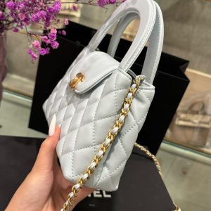 Túi Xách Chanel Kelly Like Auth Nữ Màu Xám Da Trơn 19x13x7cm (2)