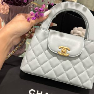 Túi Xách Chanel Kelly Like Auth Nữ Màu Xám Da Trơn 19x13x7cm (2)