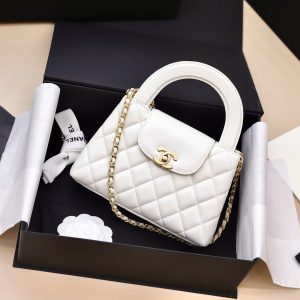Túi Xách Chanel Kelly Replica 11 Nữ Màu Trắng Khoá Vàng 19x13x7cm (2)