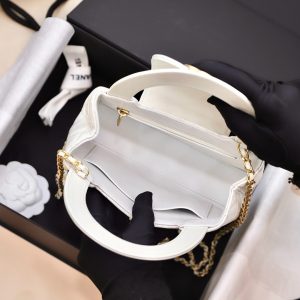 Túi Xách Chanel Kelly Replica 11 Nữ Màu Trắng Khoá Vàng 19x13x7cm (2)