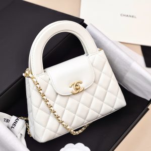 Túi Xách Chanel Kelly Replica 11 Nữ Màu Trắng Khoá Vàng 19x13x7cm (2)