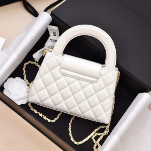 Túi Xách Chanel Kelly Replica 11 Nữ Màu Trắng Khoá Vàng 19x13x7cm (2)