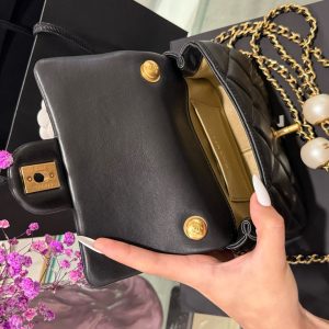 Túi Xách Chanel Mini Siêu Cấp Nữ Màu Đen Khoá Vàng 17x11 (2)