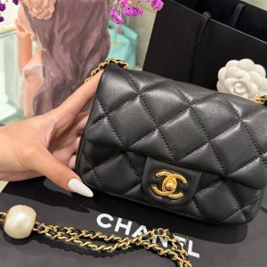 Túi Xách Chanel Mini Siêu Cấp Nữ Màu Đen Khoá Vàng 17x11 (2)