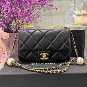 Túi Xách Chanel Ngọc Trai Nữ Màu Đen Khoá Vàng Siêu Cấp 20cm (3)