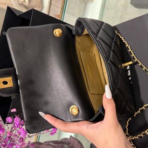 Túi Xách Chanel Ngọc Trai Nữ Màu Đen Khoá Vàng Siêu Cấp 20cm (3)