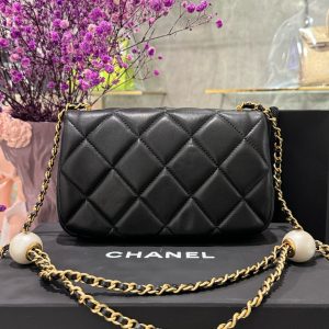 Túi Xách Chanel Ngọc Trai Nữ Màu Đen Khoá Vàng Siêu Cấp 20cm (3)