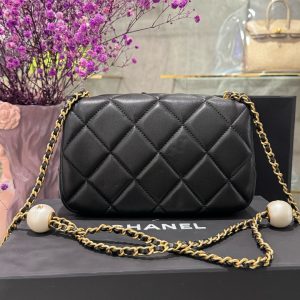 Túi Xách Chanel Ngọc Trai Nữ Màu Đen Khoá Vàng Siêu Cấp 20cm (3)