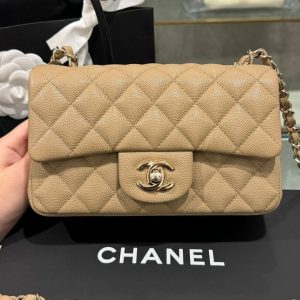 Túi Xách Chanel Replica 11 Nữ Da Bê Màu Nâu 20cm (2)