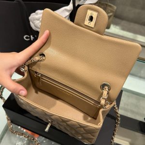 Túi Xách Chanel Replica 11 Nữ Da Bê Màu Nâu 20cm (2)