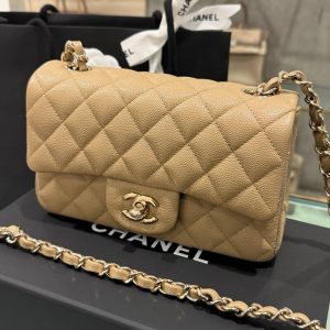 Túi Xách Chanel Replica 11 Nữ Da Bê Màu Nâu 20cm (2)