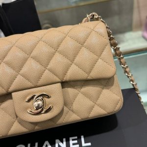 Túi Xách Chanel Replica 11 Nữ Da Bê Màu Nâu 20cm (2)