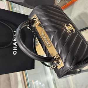 Túi Xách Chanel Trendy Siêu Cấp Nữ Da Trơn Màu Đen Khoá Vàng 25x12x7cm (2)