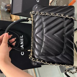 Túi Xách Chanel Trendy Siêu Cấp Nữ Da Trơn Màu Đen Khoá Vàng 25x12x7cm (2)