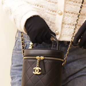 Túi Xách Chanel Vanity Like Auth Nữ Da Bò Khoá Vàng 20x14cm (1)