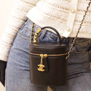 Túi Xách Chanel Vanity Like Auth Nữ Da Bò Khoá Vàng 20x14cm (1)