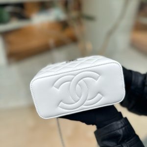 Túi Xách Chanel Vanity Mini Like Auth Nữ Da Bò Màu Trắng 16x10x8cm (2)