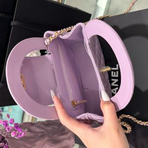 Túi Xách Hàng Hiệu Chanel Kelly Nữ Màu Tím Quai Xích 19x13x7cm (2)