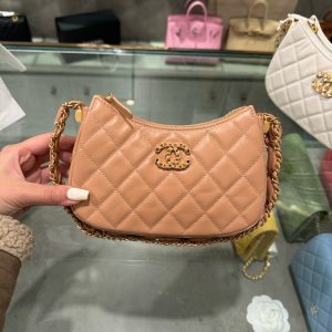 Túi Xách Like Auth Chanel 23K Hobo Nữ Màu Nâu 20.5x12x4 (2)