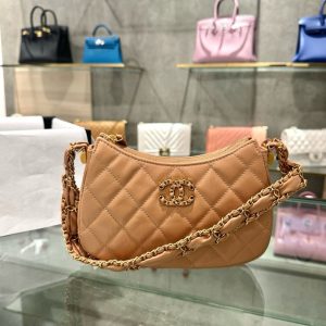 Túi Xách Like Auth Chanel 23K Hobo Nữ Màu Nâu 20.5x12x4 (2)