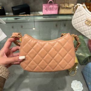 Túi Xách Like Auth Chanel 23K Hobo Nữ Màu Nâu 20.5x12x4 (2)