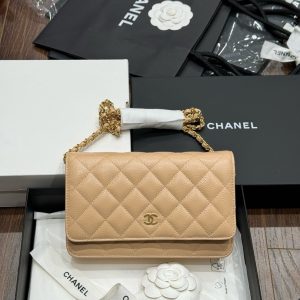 Túi Xách Nữ Chanel Woc Màu Be Khoá Vàng Siêu Cấp 19cm (2)