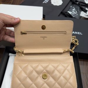 Túi Xách Nữ Chanel Woc Màu Be Khoá Vàng Siêu Cấp 19cm (2)