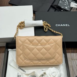 Túi Xách Nữ Chanel Woc Màu Be Khoá Vàng Siêu Cấp 19cm (2)