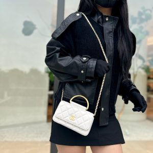 Túi Xách Siêu Cấp Chanel Mini Nữ Da Cừu Màu Trắng 17x9x3 (2)