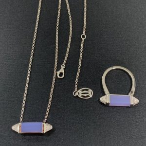 Bộ Vòng Cổ Và Nhẫn Les Berlingots De Cartier Chế Tác Vàng Trắng 18K Đính Kim Cương Tự Nhiên (2)