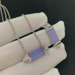 Bộ Vòng Cổ Và Nhẫn Les Berlingots De Cartier Chế Tác Vàng Trắng 18K Đính Kim Cương Tự Nhiên (2)