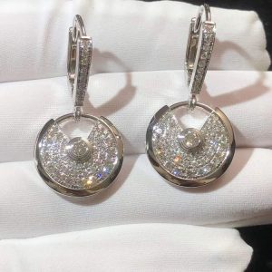 Bông Tai Cartier Amulette Chế Tác Kim Cương Tự Nhiên Vàng Trắng 18K (2)