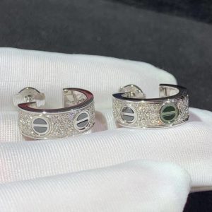 Bông Tai Cartier Love Chế Tác Vàng Trắng 18K Đính Kim Cương Tự Nhiên (2)