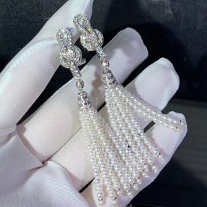 Bông Tai Cartier Nữ Chế Tác Ngọc Trai Kim Cương Tự Nhiên Vàng Trắng 18K (2)