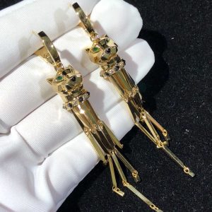 Bông Tai Chế Tác Panthère De Cartier Ngọc Lục Bảo Đá Quý Kim Cương Vàng 18K (2)
