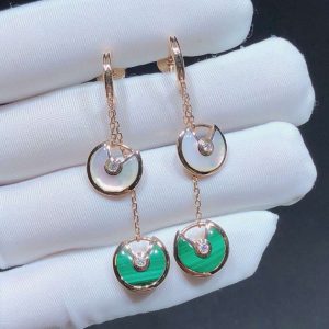 Bông Tai Nữ Cartier Amulette Chế Tác Đá Quý Kim Cương Tự Nhiên Vàng Hồng 18K (2)