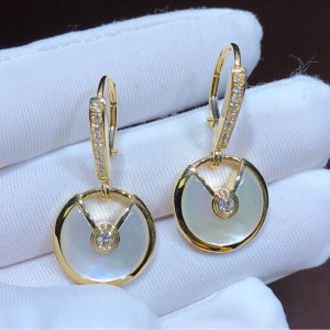 Bông Tai Nữ Cartier Amulette Kim Cương Tự Nhiên Vàng Hồng 18K Chế Tác (1)