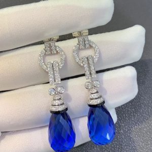 Bông Tai Nữ Cartier Chế Tác Đá Quý Tự Nhiên Vàng Trắng 18K (2)