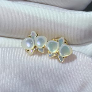 Bông Tai Nữ Chế Tác Caresse D'Orchidees Par Cartier Đá Quý Vàng 18K (2)