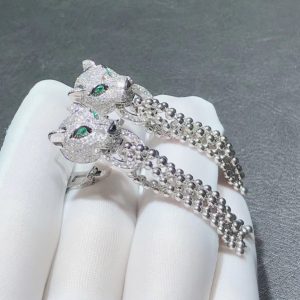 Bông Tai Nữ Chế Tác Panthère De Cartier Kim Cương Tự Nhiên Vàng Trắng 18K (1)
