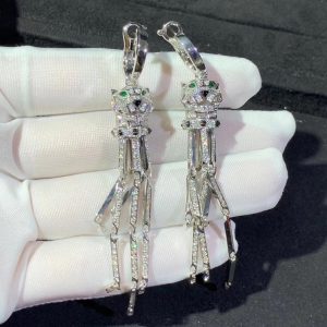 Bông Tai Panthère De Cartier Chế Tác Đá Quý Kim Cương Tự Nhiên Vàng Trắng 18K (8)