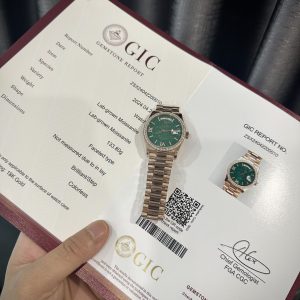 Đồng Hồ Rolex Day-Date 128235 Bọc Vàng 18K Đính Moissanite Mặt Số Đá Turquoise 36mm (3)