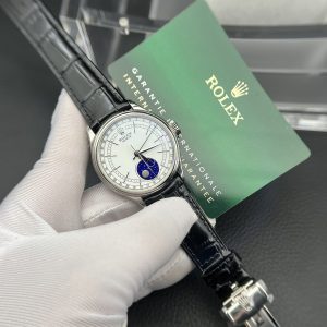 Đồng Hồ Rolex Moonphase 50535 Rep 11 Nam Dây Da Màu Đen 39mm (1)