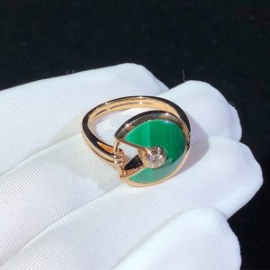 Nhẫn Nữ Cartier Amulette Màu Xanh Chế Tác Kim Cương Tự Nhiên Vàng Hồng 18K (2)