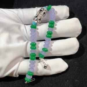 Vòng Cổ Cartier Nữ Chế Tác Đá Quý Tự Nhiên Vàng Trắng 18K (2)