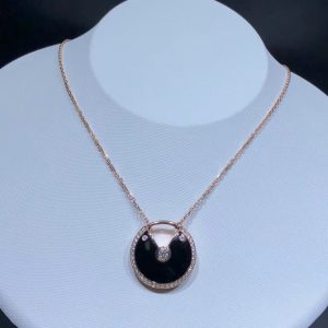 Vòng Cổ Nữ Amulette De Cartier Mã Não Kim Cương Tự Nhiên Vàng Hồng 18K (2)